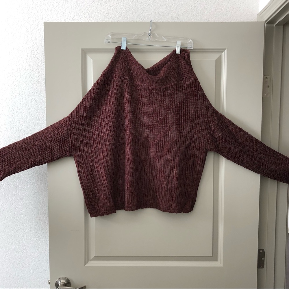 Off the shoulder maroon sweater